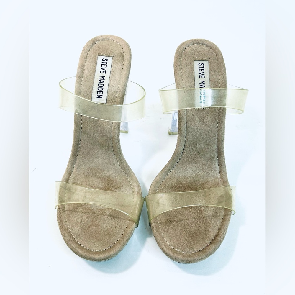 Steve Madden “Glassy” Dressy Translucent Platform Sandals size 8 - Picture 5 of 9